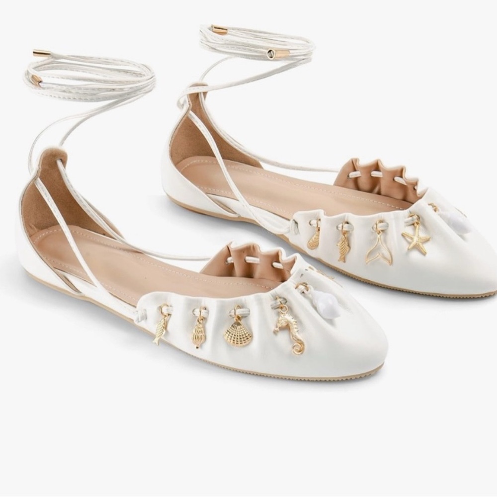 New-Ballet Flats Lace up Pointed Toe Ballerina Shoes Closed Toe Sandals